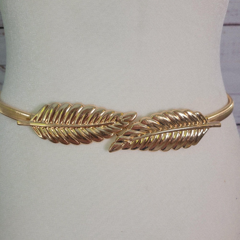 Vintage gold tone women's Omega snake belt leaves buckle 1980s 1970s - Picture 2 of 6